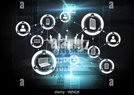 Community interface against shiny futuristic technological background Stock Photo