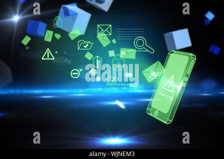 Security interface against boxes on technical background Stock Photo