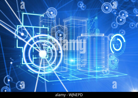 Technology interface against futuristic glowing circles Stock Photo