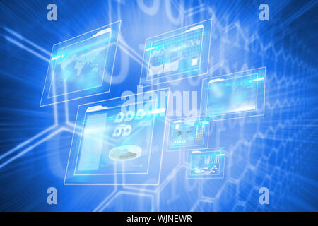 Business interfaces against background with shiny hexagons Stock Photo