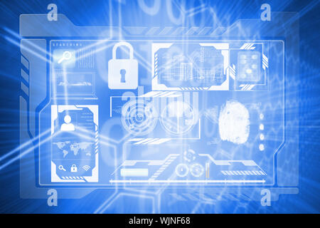 Identification interface against background with shiny hexagons Stock Photo