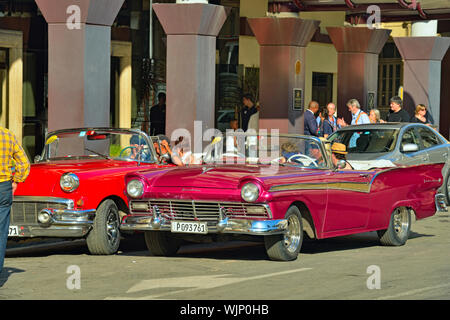 Street photography in Old Havana- Traffic on the Paseo de Marti, La Habana (Havana), Habana, Cuba Stock Photo