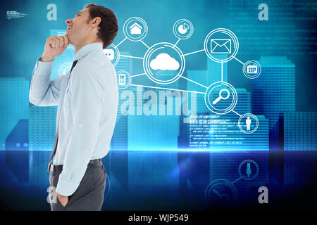Remove against futuristic technology interface Stock Photo