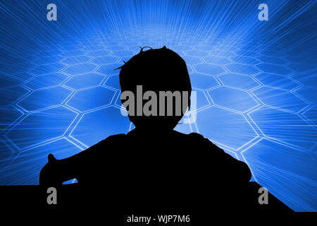 Composite image of background with blue hexagons Stock Photo