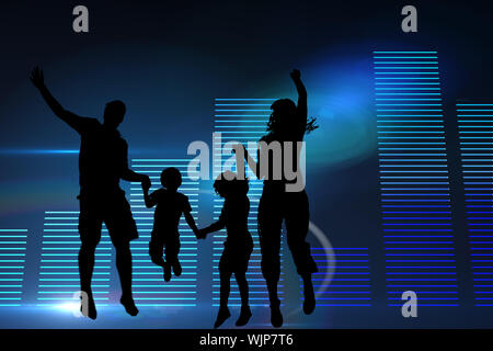 Composite image of glowing blue bar chart on black background Stock Photo