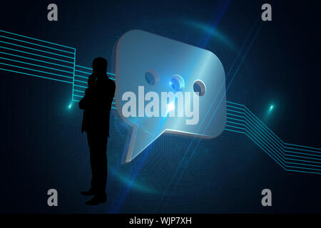 Composite image of shiny message icon on black background Stock Photo