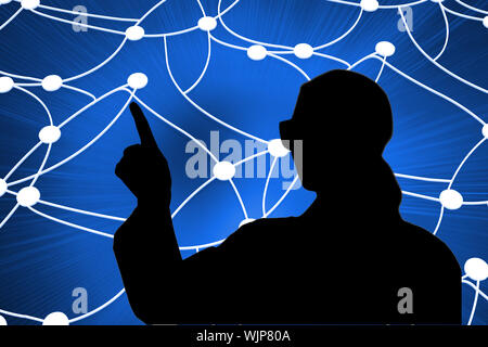 Composite image of futuristic shiny dots connected with lines Stock Photo