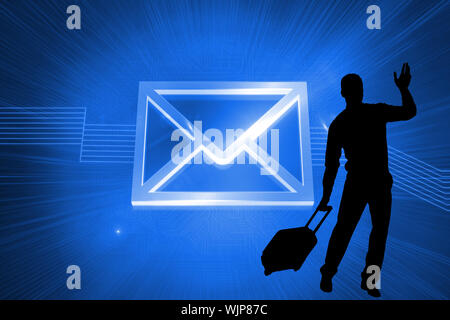 Composite image of envelope on blue background Stock Photo