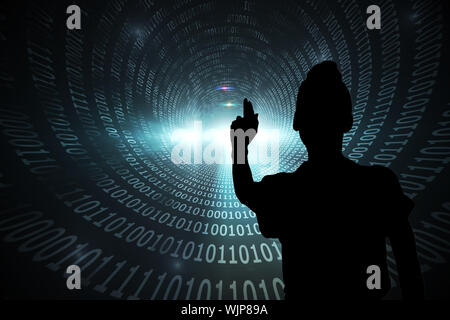 Composite image of spiral of shiny binary code Stock Photo
