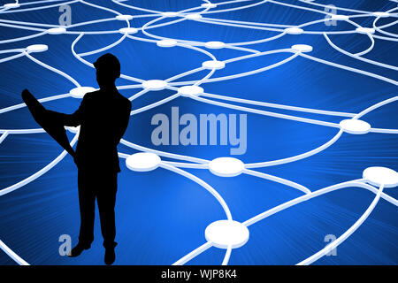 Composite image of shiny dots connected with lines Stock Photo