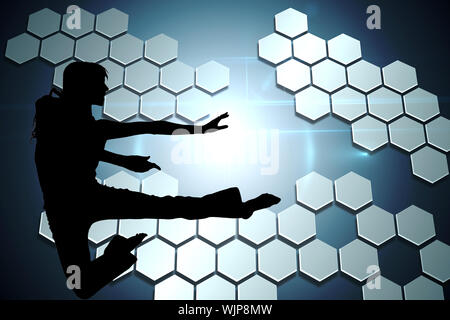 Composite image of technological background with hexagons Stock Photo
