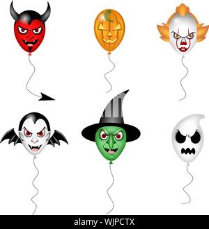 set halloween party monsters balloons Stock Vector