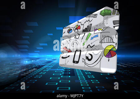 Media device brainstorm on abstract screen against squares on futuristic background Stock Photo