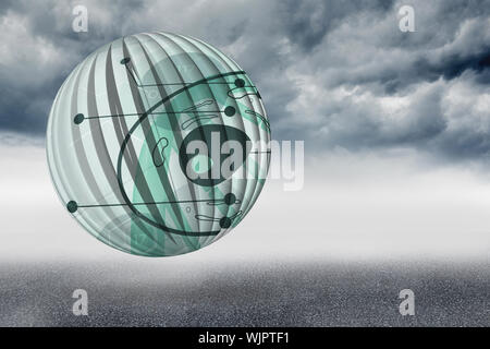 Biology diagram on abstract screen against cloudy landscape background Stock Photo