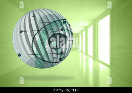 Biology diagram on abstract screen against bright green room with windows Stock Photo