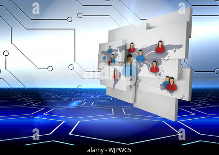 International community on abstract screen against technological background Stock Photo