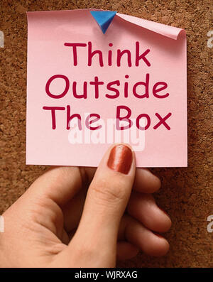 Think Outside The Box Means Different Unconventional Thinking Stock Photo
