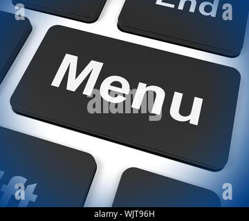 Menu Keys Showing Ordering Food Menus Online Stock Photo