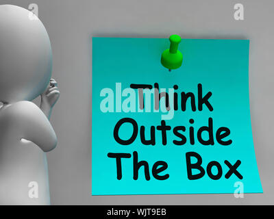 Think Outside The Box Means Different Unconventional Thinking Stock Photo