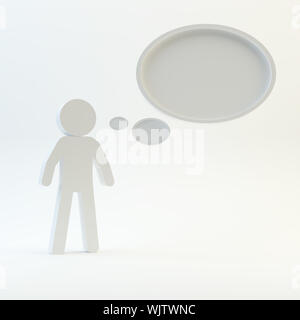 Person with bubbles on white background, 3d people concept Stock Photo