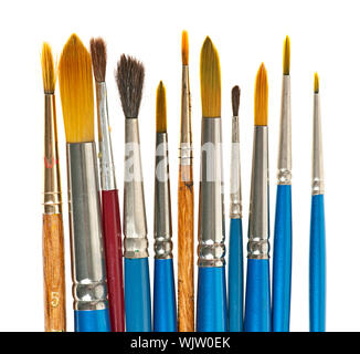 Various sizes of paintbrushes on white background Stock Photo