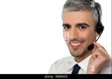 Male executive communicating with customer Stock Photo