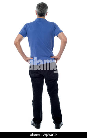 Young Handsome Man Blue Denim Shirt Back Pose Looking Front Stock Photo by  ©kues 193472622