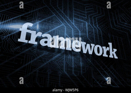 The word framework against futuristic black and blue background Stock Photo