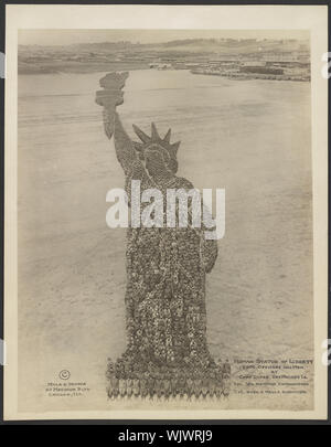 Human Statue Of Liberty. 18,000 Officers And Men At Camp Dodge, Des 