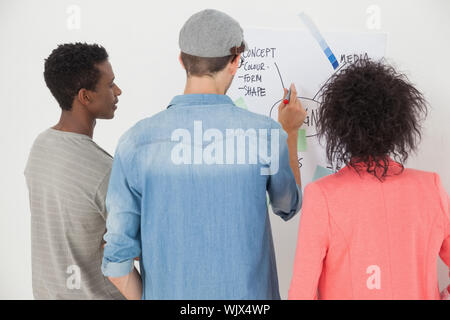 Rear view of artists using whiteboard in a creative office Stock Photo