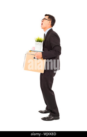 Businessman loses his job and angry screaming Stock Photo