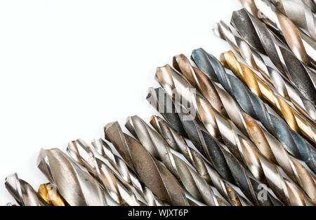 Various used twist drill bits in a row Stock Photo