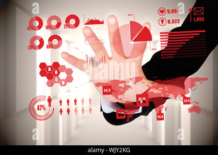 Digital composite of hand touching business interface Stock Photo