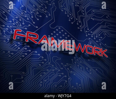 The word framework against blue technology background Stock Photo