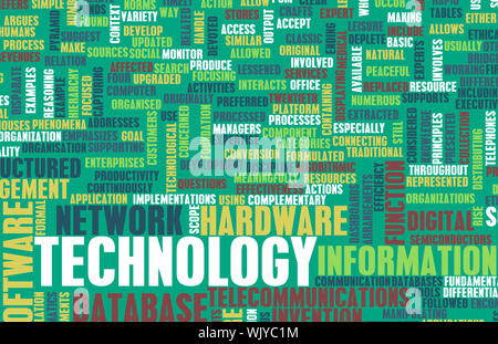 Technology Concept as a Abstract Word Cloud Art Stock Photo