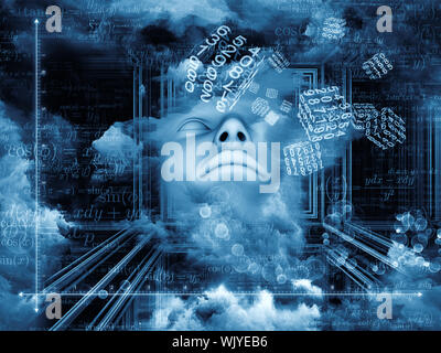 Beyond Human series. Composition of human, fractal and natural forms on the subject of inner reality, mental health, imagination, thinking and dreamin Stock Photo