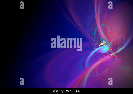 Fractal with red, pink and blue colors on dark background Stock Photo