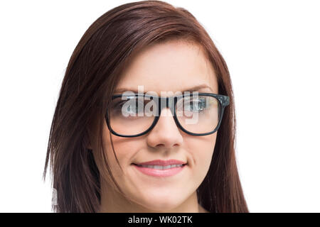 Cheerful young woman wearing glasses posing Stock Photo
