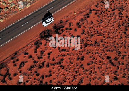 Barren land in central Australia after a bush fire,aerial view Stock Photo