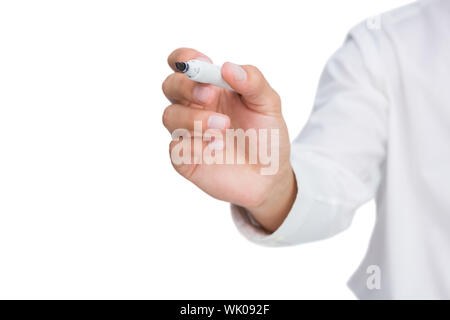 Businessman about to write something Stock Photo