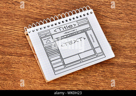 scheme web site in notebook, close up Stock Photo
