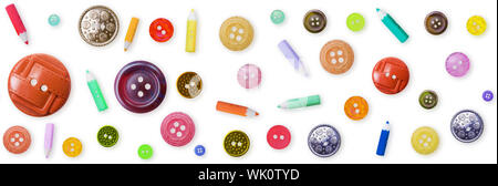 Seamless pattern from color old-fashioned buttons on a white background Stock Photo