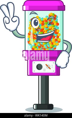 Two finger candy vending machine in a cartoon Stock Vector