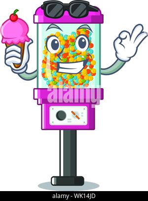 With ice cream candy vending machine in a cartoon Stock Vector