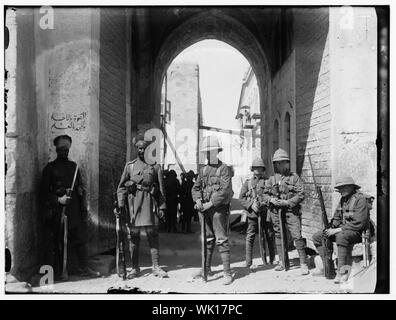 Indian and British guards, St. Stephen's Gate, Jerusalem Stock Photo