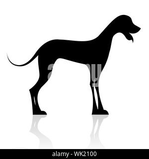 illustration of black dog silhouette on isolated background Stock Photo