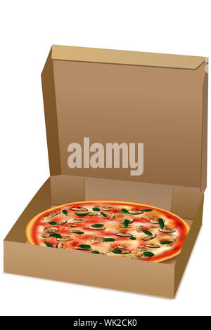 illustration of pizza in box on isolated background Stock Photo