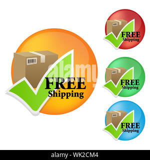 illustration of set of free shipping icons Stock Photo