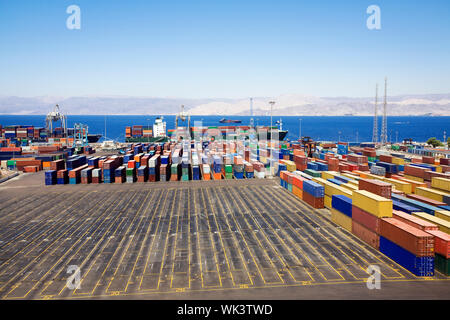 industry and commerce: panoramic view of containters in a harbour Stock Photo