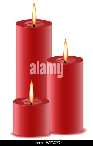 Candles on tray isolated icon, melting wax and flame Stock Vector